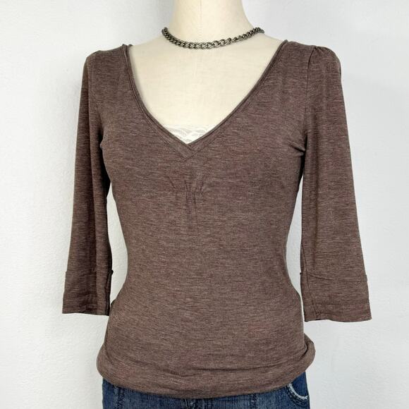Y2K Brown Faux Cami Too 3/4 Sleeves - Picture 1 of 5